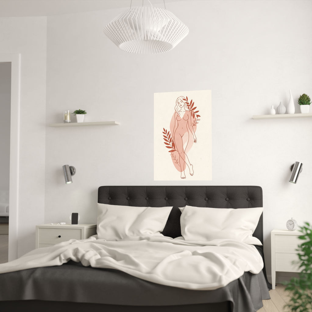 Abstract Feminine Body Line Art | Blush Boho Wall Print