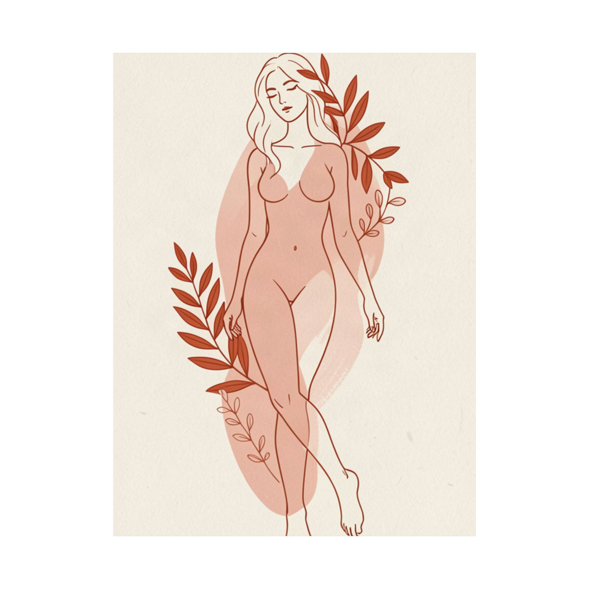 Abstract Feminine Body Line Art | Blush Boho Wall Print