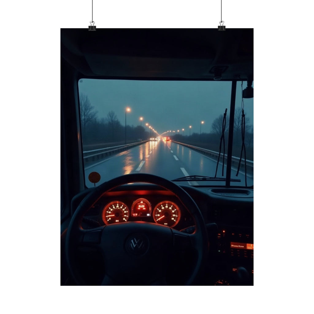 Night Cab Long-Haul Poster | Trucker Life Wall Art