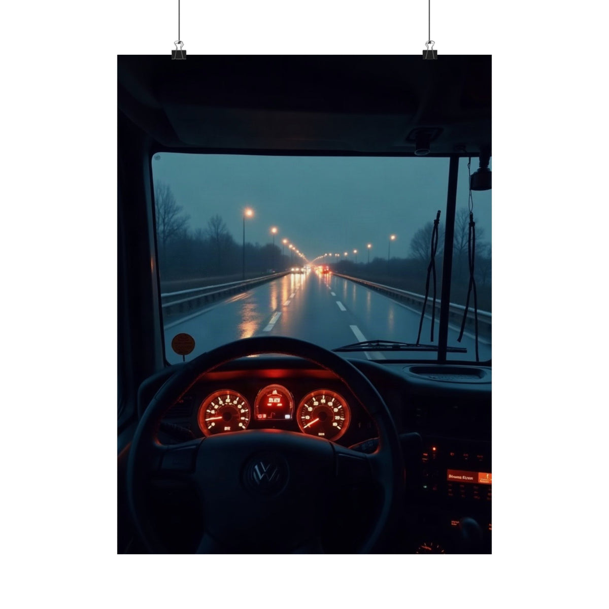 Night Cab Long-Haul Poster | Trucker Life Wall Art