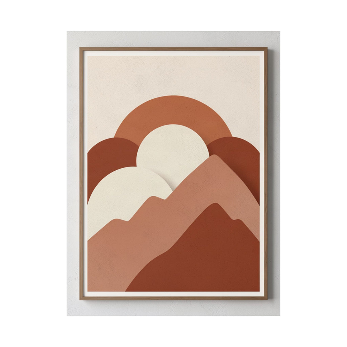 Terracotta Sun & Mountains Print | Mid-Century Boho Wall Art