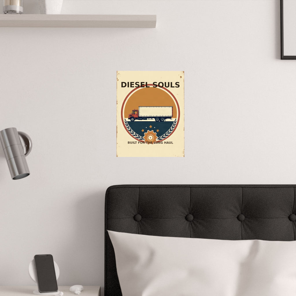 Diesel Souls Retro Trucker Emblem Poster | Vintage Garage Art