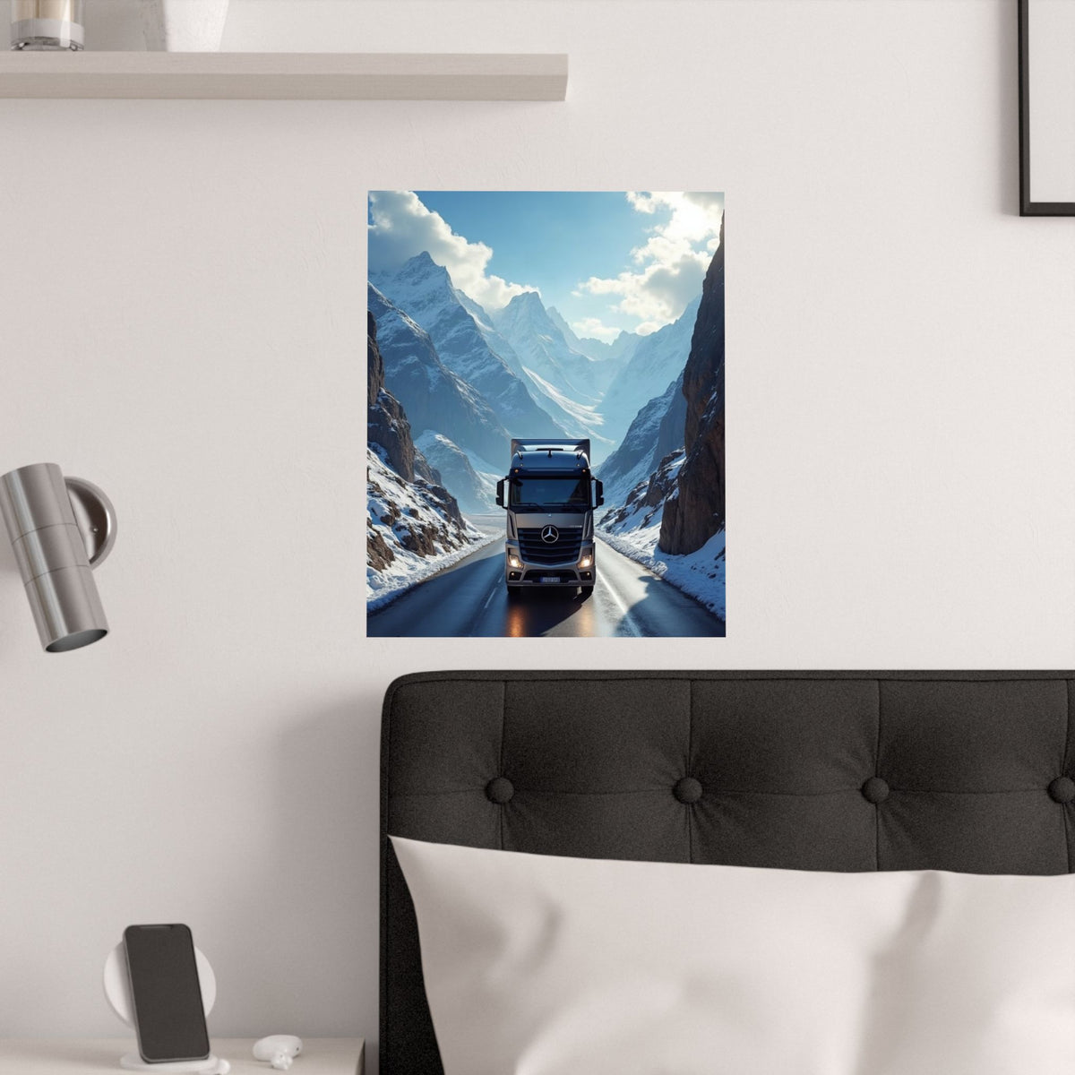 Alpine Mountain Pass Truck Poster | Adventure Trucking Art
