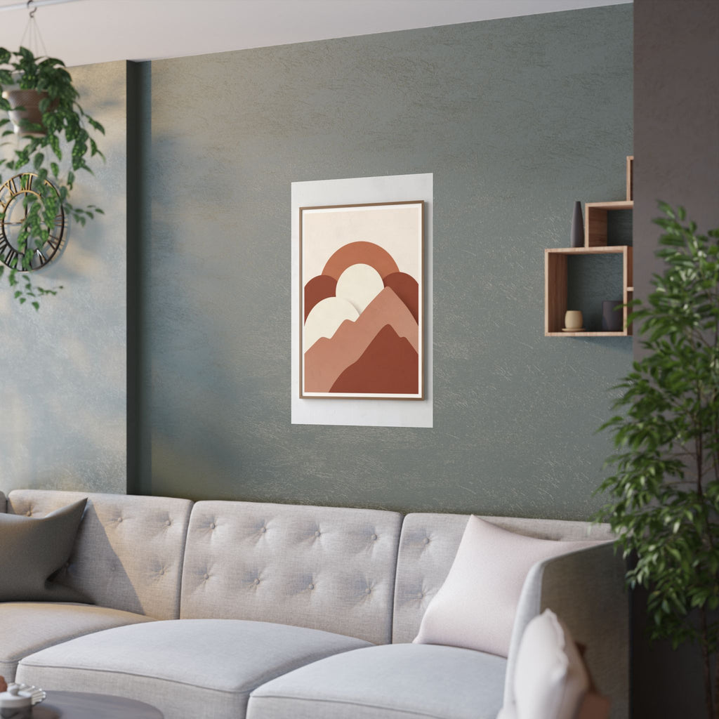 Terracotta Sun & Mountains Print | Mid-Century Boho Wall Art
