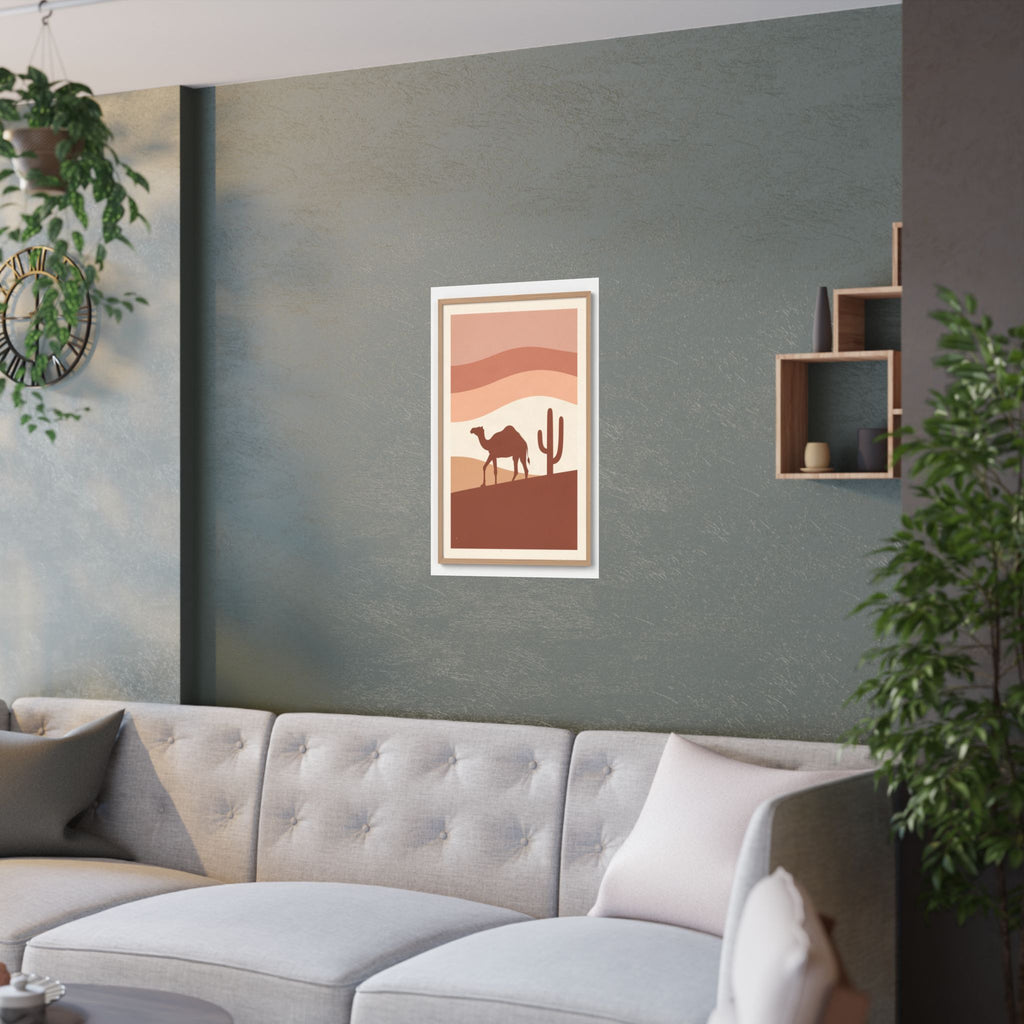 Desert Camel Sunset Print | Boho Mid-Century Wall Art