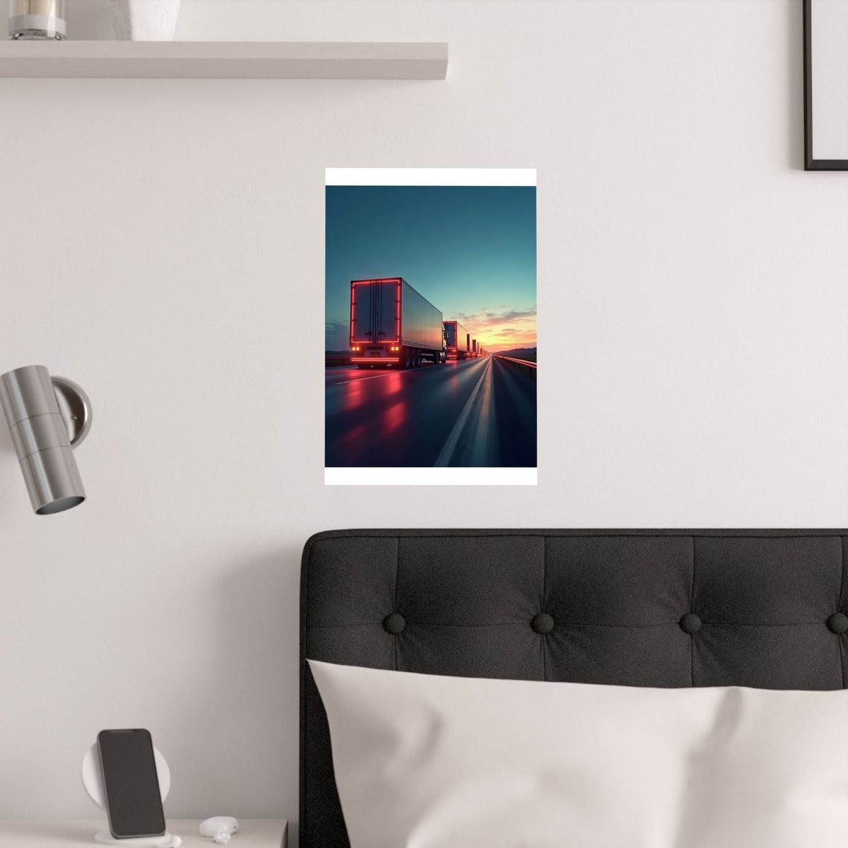 Dusk Convoy Highway Truck Poster | Trucker Wall Art