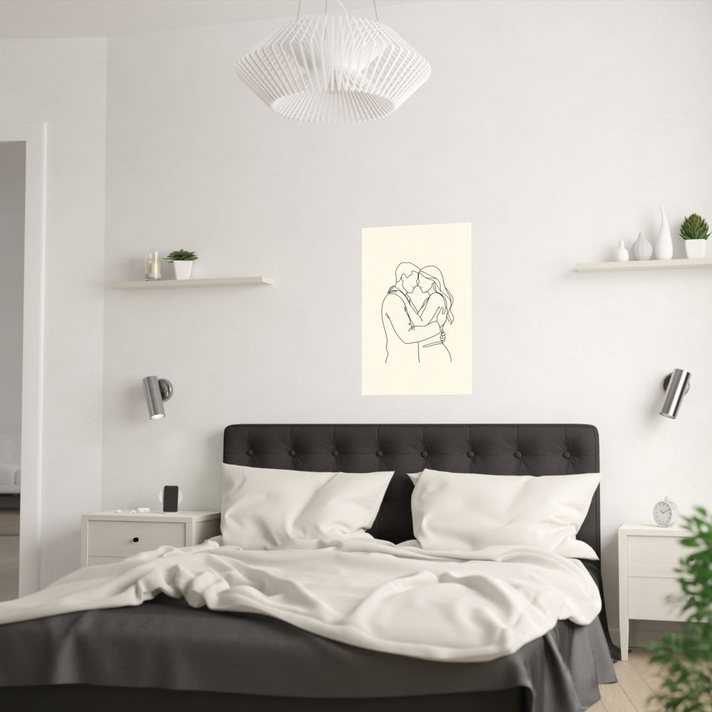 Lovers Single Line Art Print | Minimalist Romantic Wall Decor