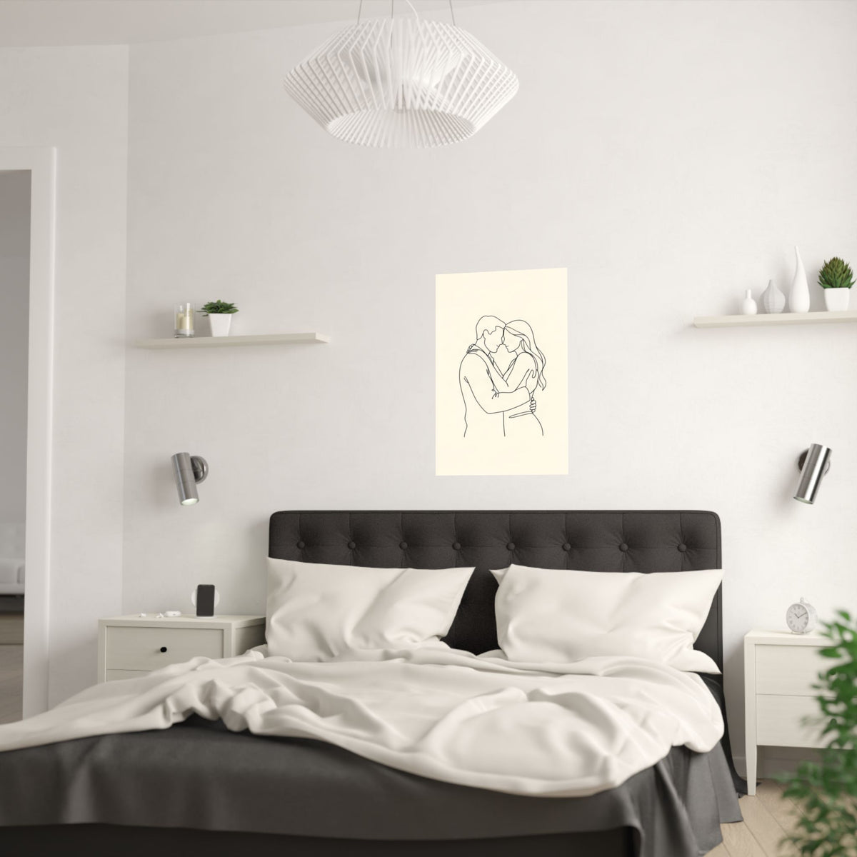 Lovers Single Line Art Print | Minimalist Romantic Wall Decor