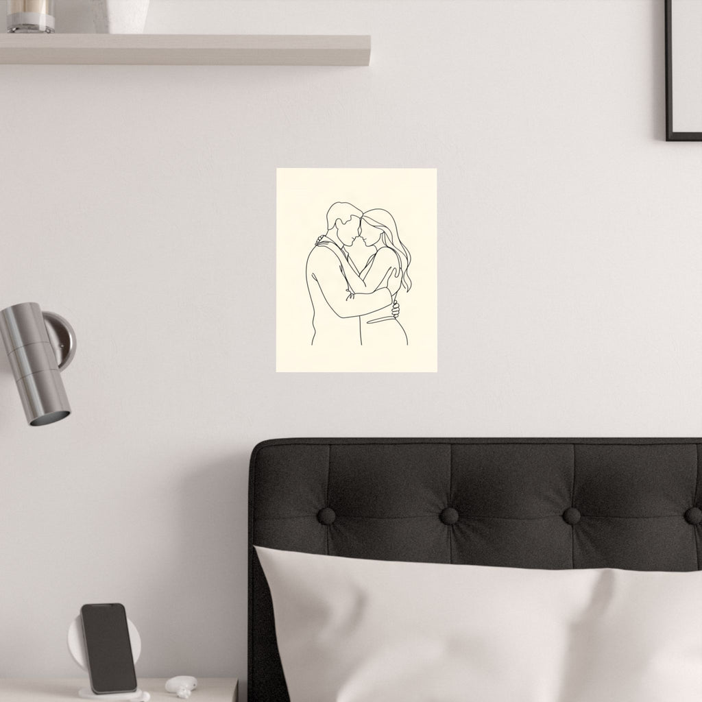 Lovers Single Line Art Print | Minimalist Romantic Wall Decor