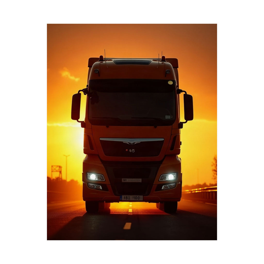 Golden Hour Truck Silhouette Poster | HGV Man Cave Art