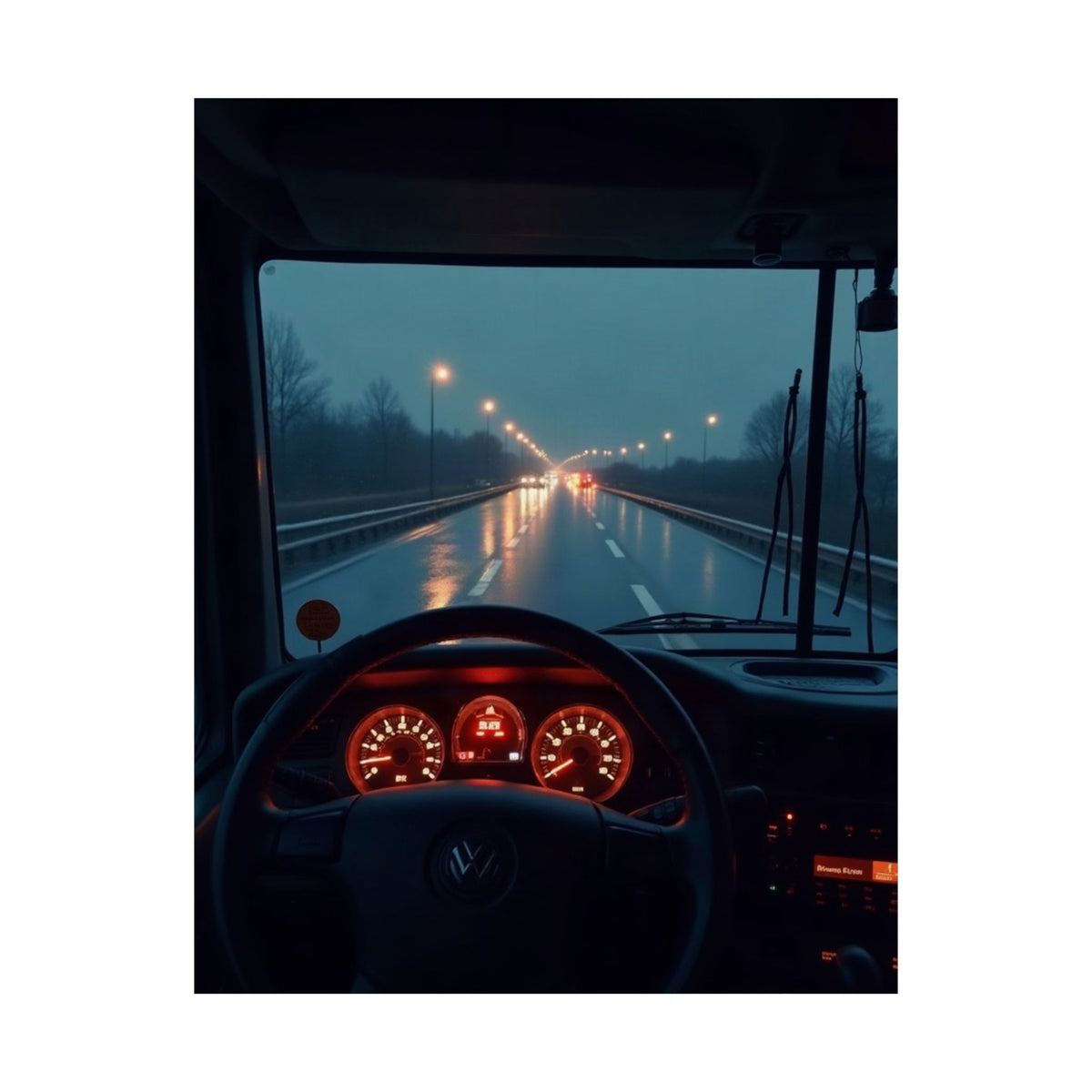 Night Cab Long-Haul Poster | Trucker Life Wall Art