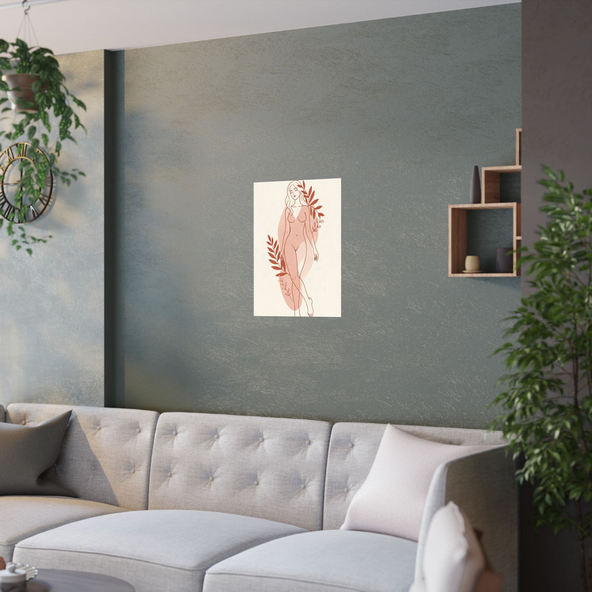 Abstract Feminine Body Line Art | Blush Boho Wall Print