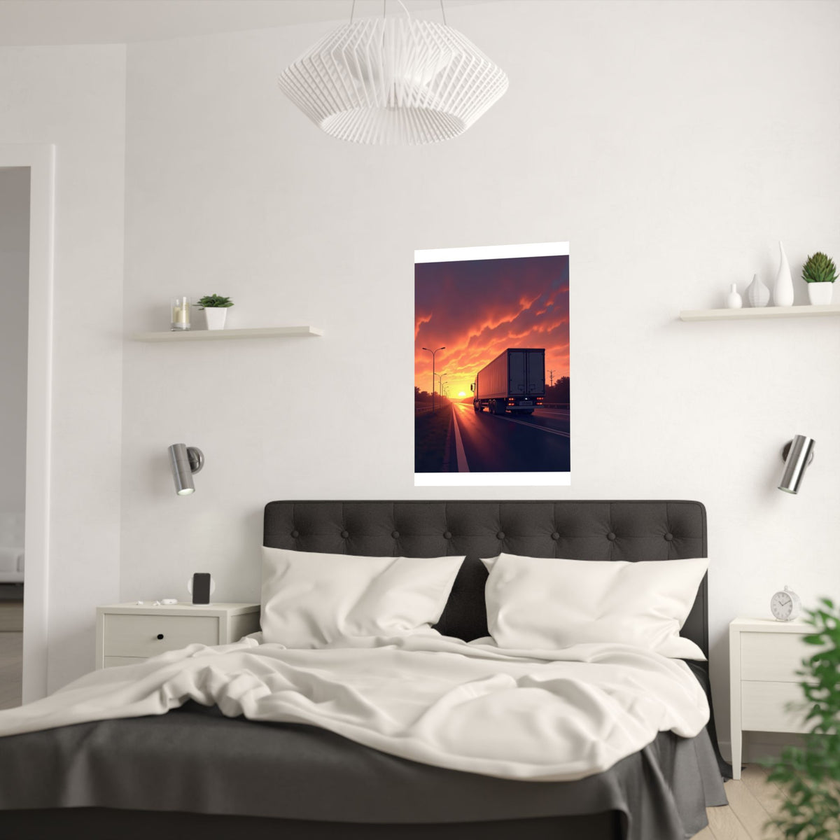 Sunset Highway Truck Poster | Trucker Life Wall Art