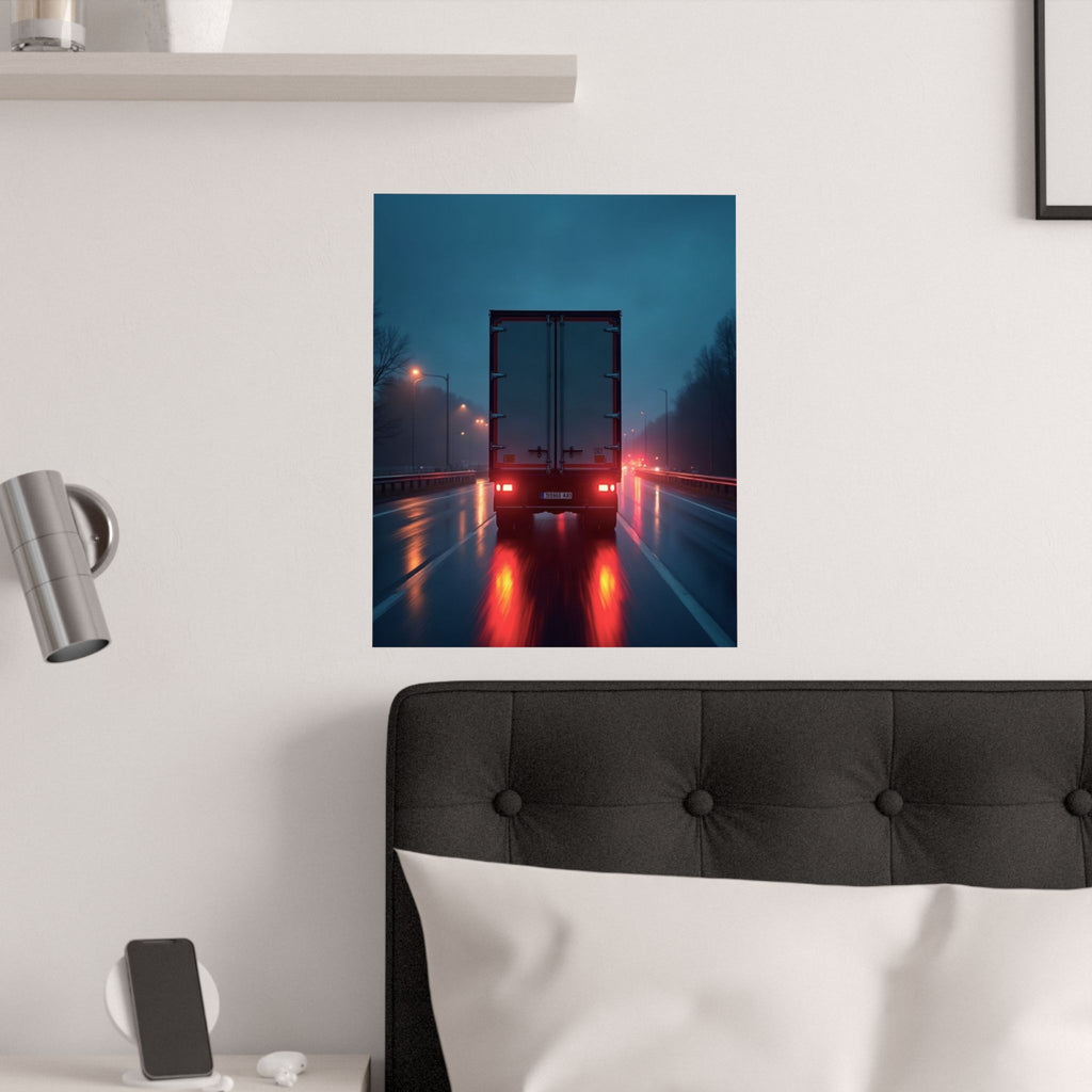 Long-Haul Night Hauler Truck Poster | Trucker Garage Wall Art