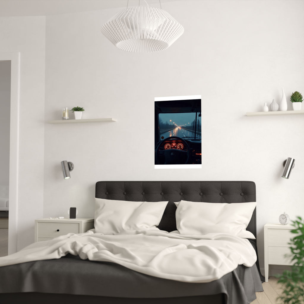 Night Cab Long-Haul Poster | Trucker Life Wall Art