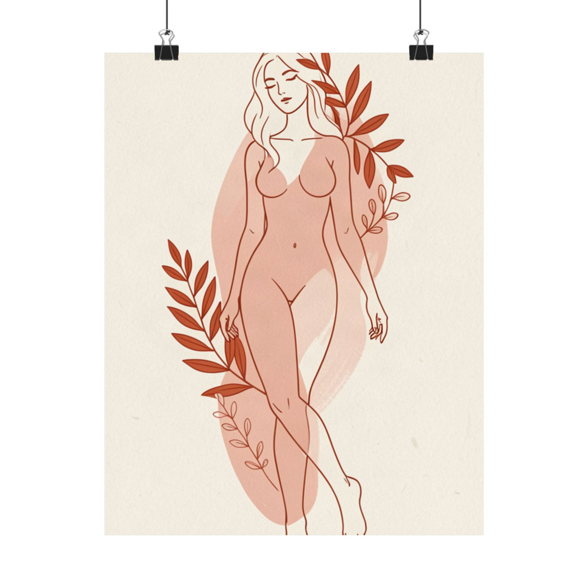 Abstract Feminine Body Line Art | Blush Boho Wall Print