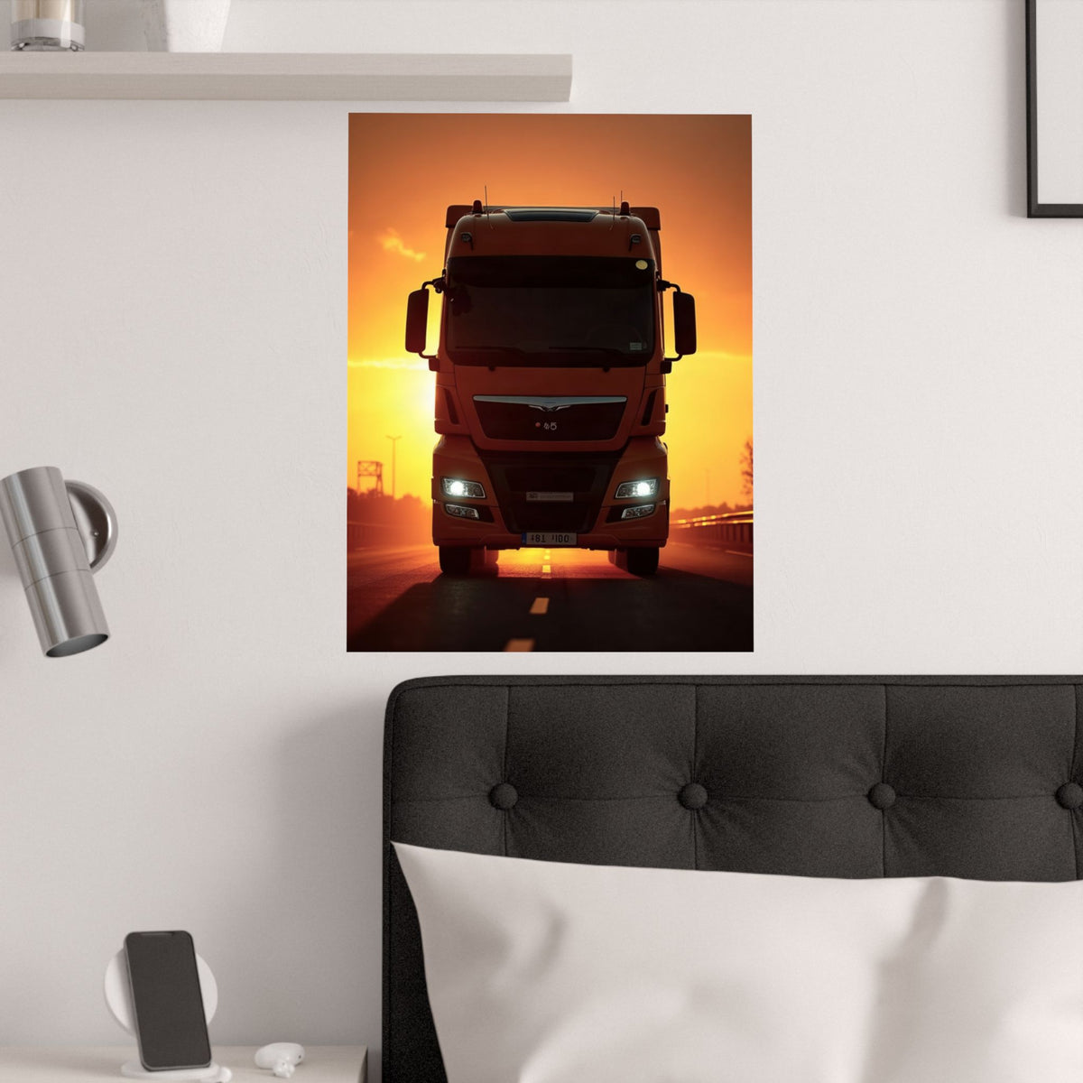 Golden Hour Truck Silhouette Poster | HGV Man Cave Art