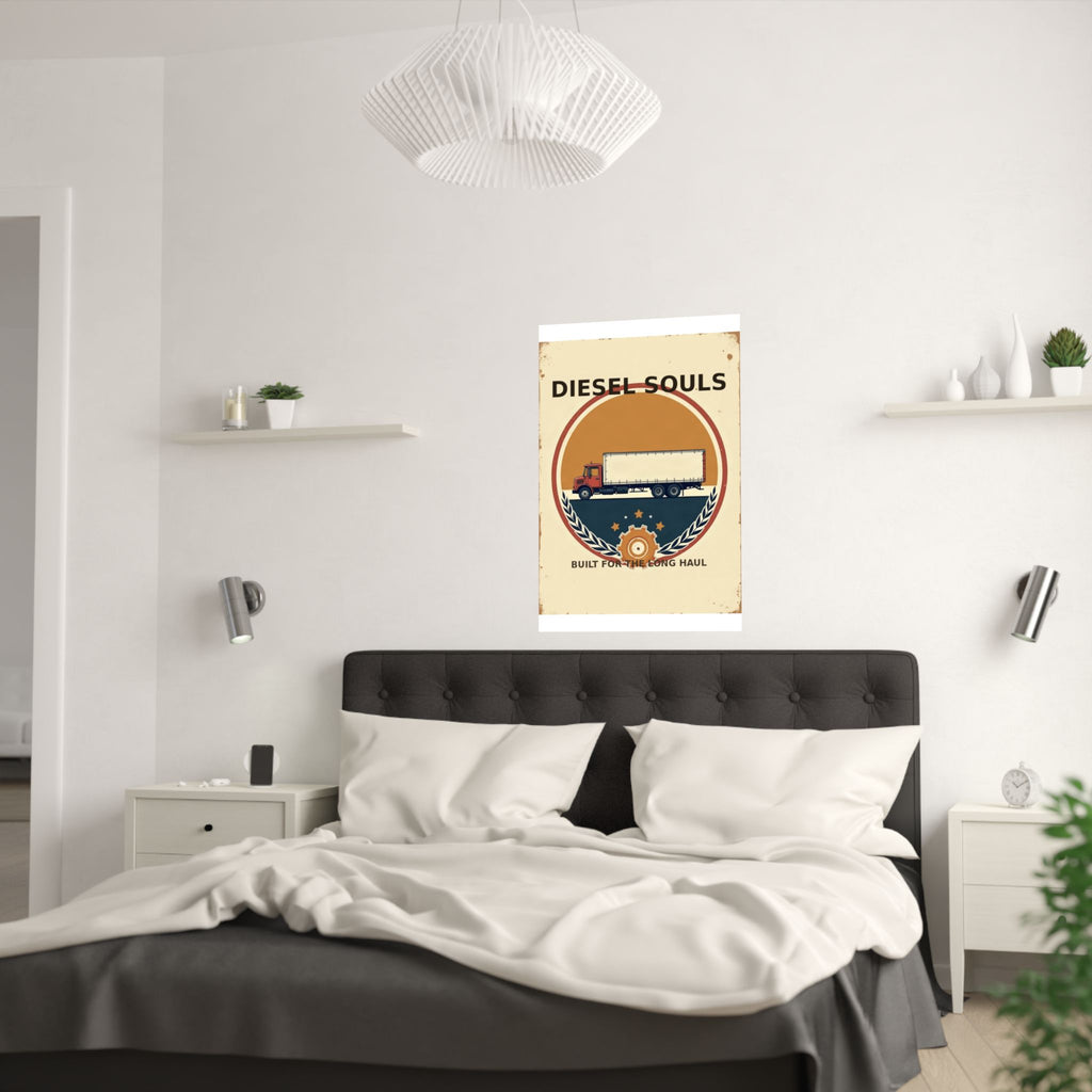 Diesel Souls Retro Trucker Emblem Poster | Vintage Garage Art