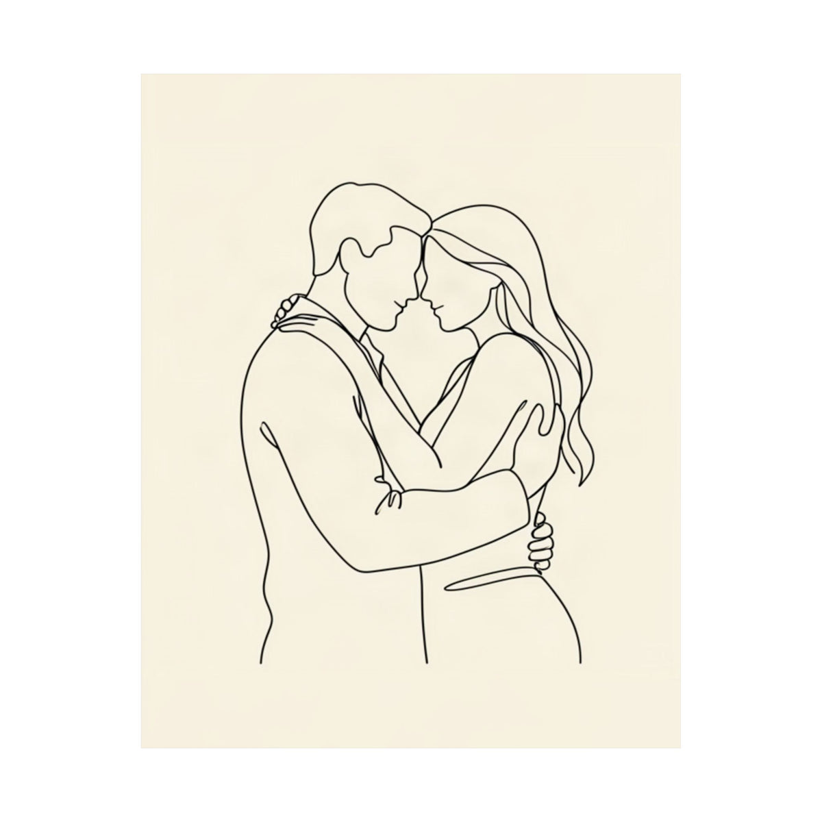 Lovers Single Line Art Print | Minimalist Romantic Wall Decor