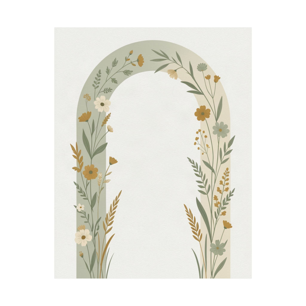 Sage Botanical Arch Print | Minimalist Wildflower Wall Art