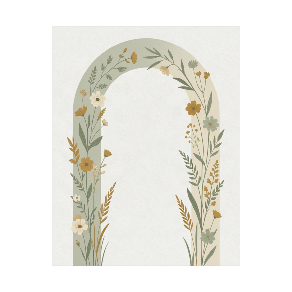 Sage Botanical Arch Print | Minimalist Wildflower Wall Art