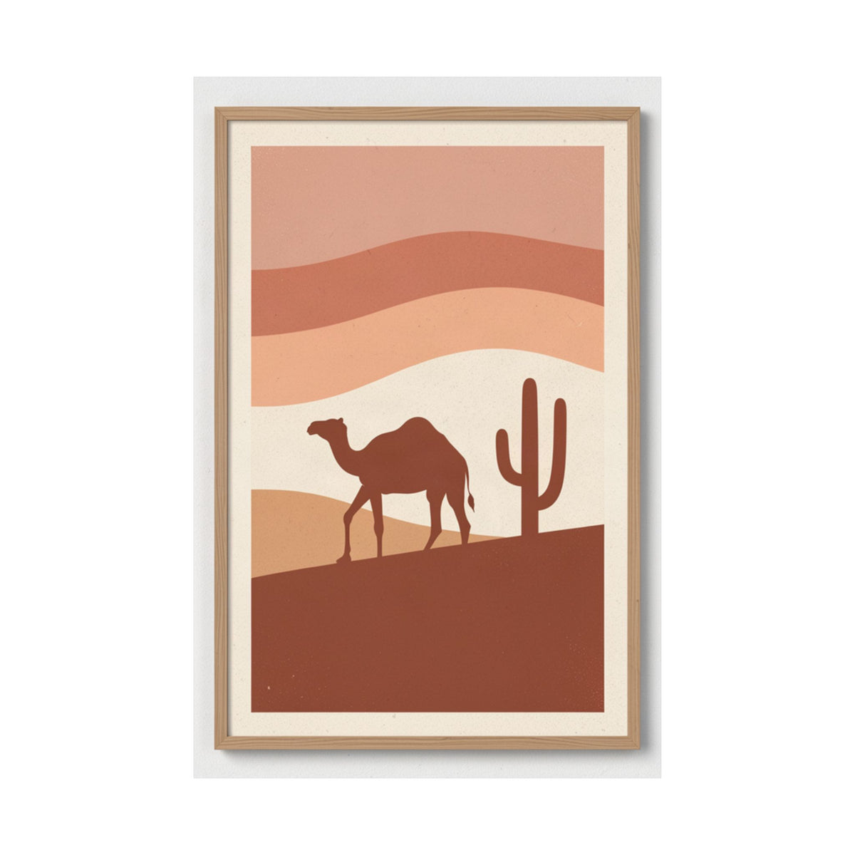 Desert Camel Sunset Print | Boho Mid-Century Wall Art