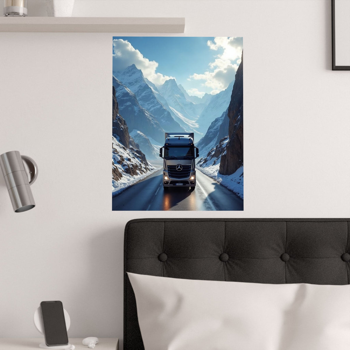 Alpine Mountain Pass Truck Poster | Adventure Trucking Art