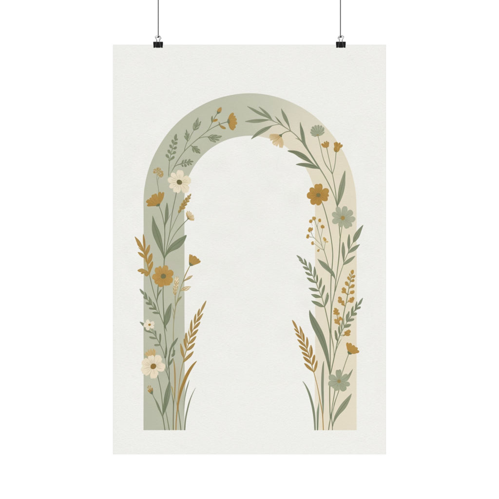 Sage Botanical Arch Print | Minimalist Wildflower Wall Art
