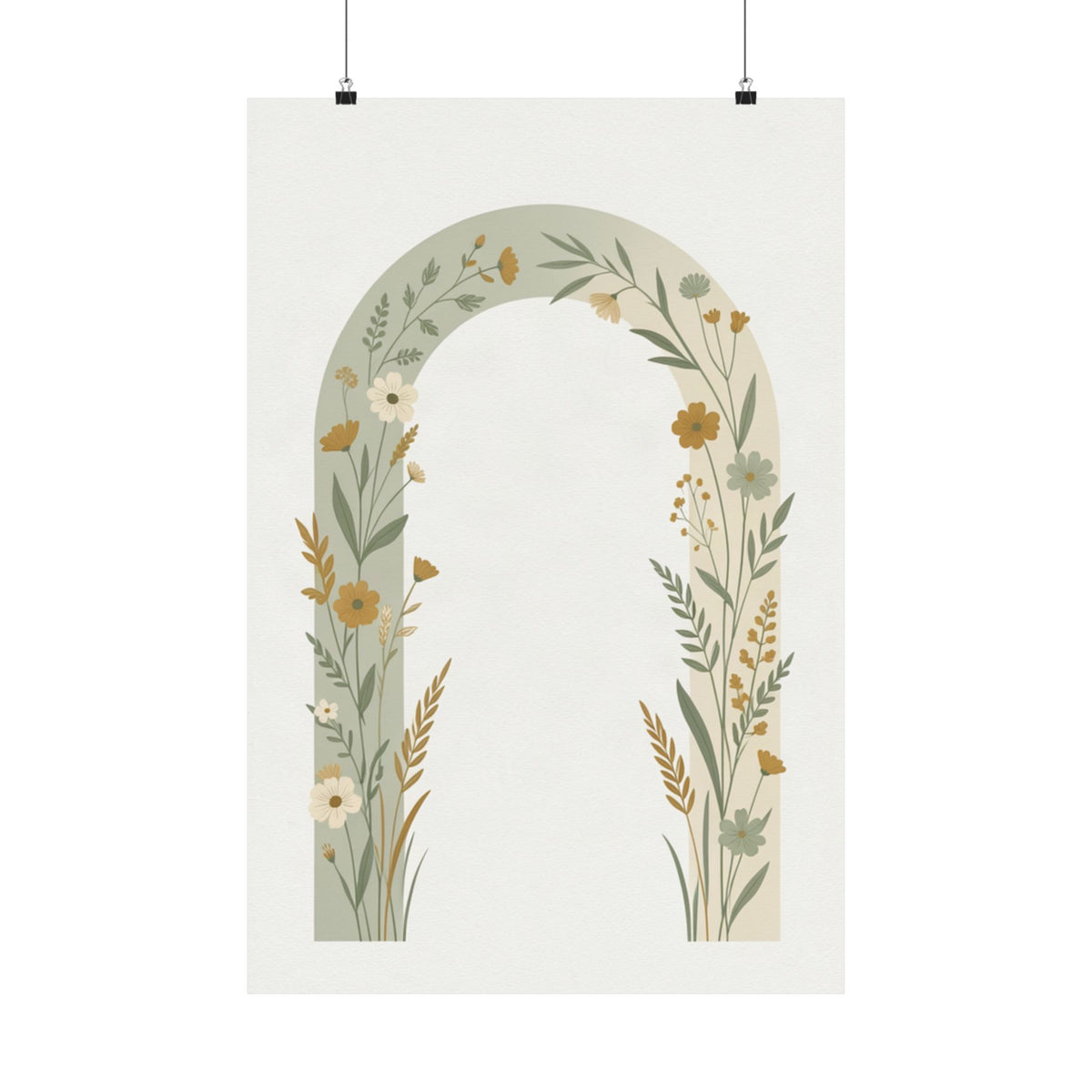 Sage Botanical Arch Print | Minimalist Wildflower Wall Art