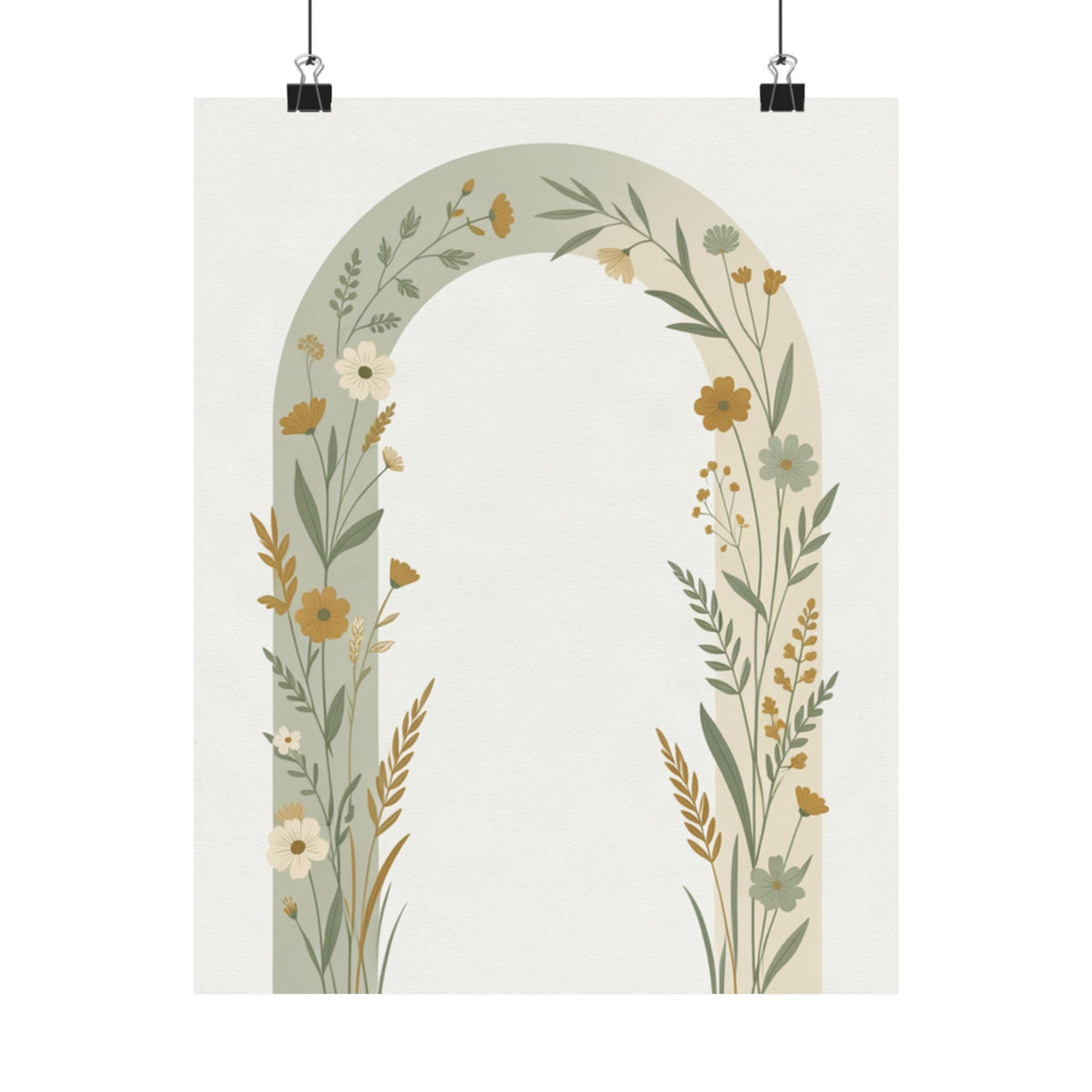 Sage Botanical Arch Print | Minimalist Wildflower Wall Art