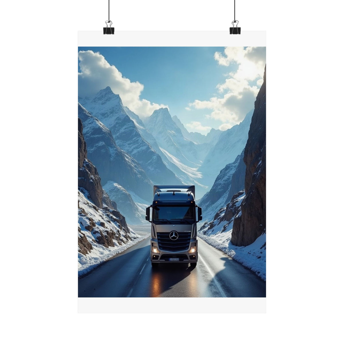 Alpine Mountain Pass Truck Poster | Adventure Trucking Art