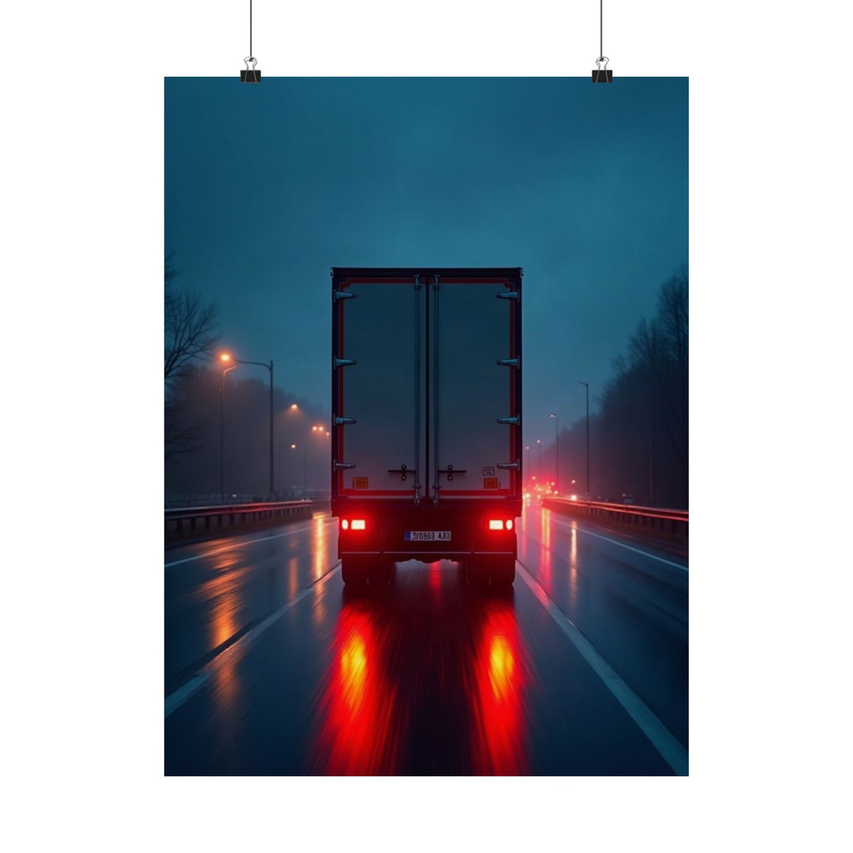 Long-Haul Night Hauler Truck Poster | Trucker Garage Wall Art