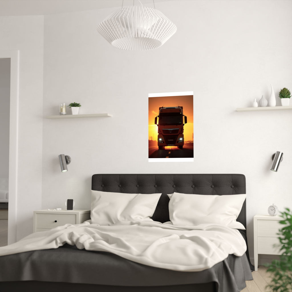 Golden Hour Truck Silhouette Poster | HGV Man Cave Art