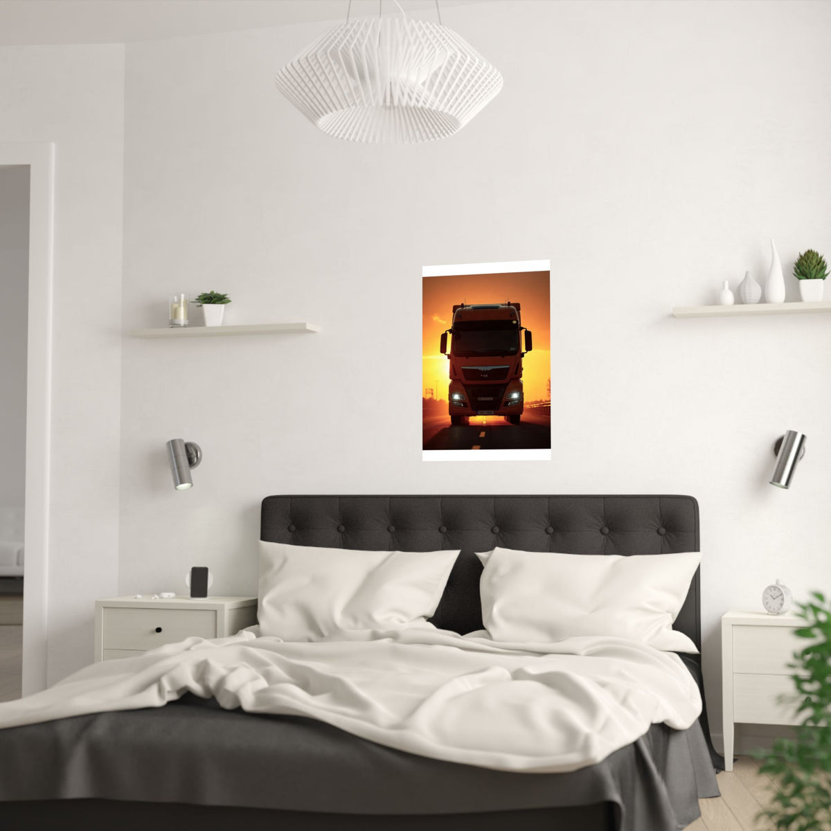 Golden Hour Truck Silhouette Poster | HGV Man Cave Art