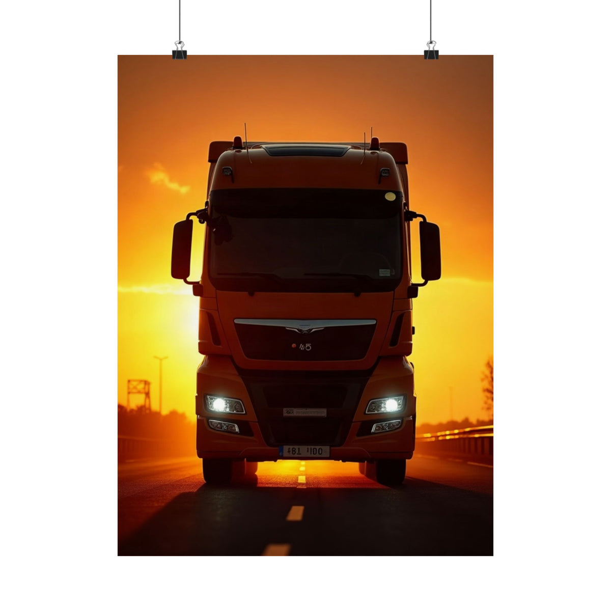Golden Hour Truck Silhouette Poster | HGV Man Cave Art