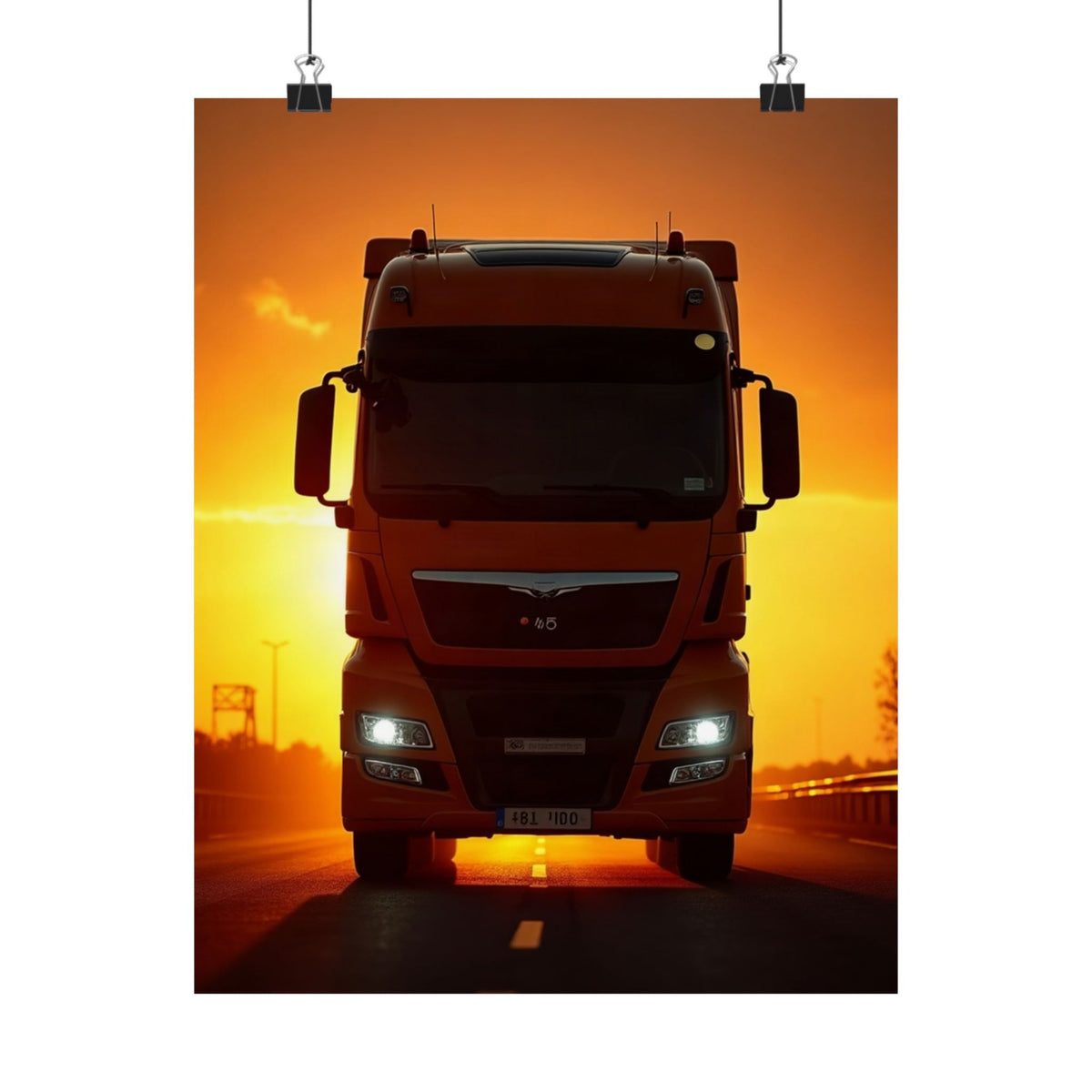 Golden Hour Truck Silhouette Poster | HGV Man Cave Art