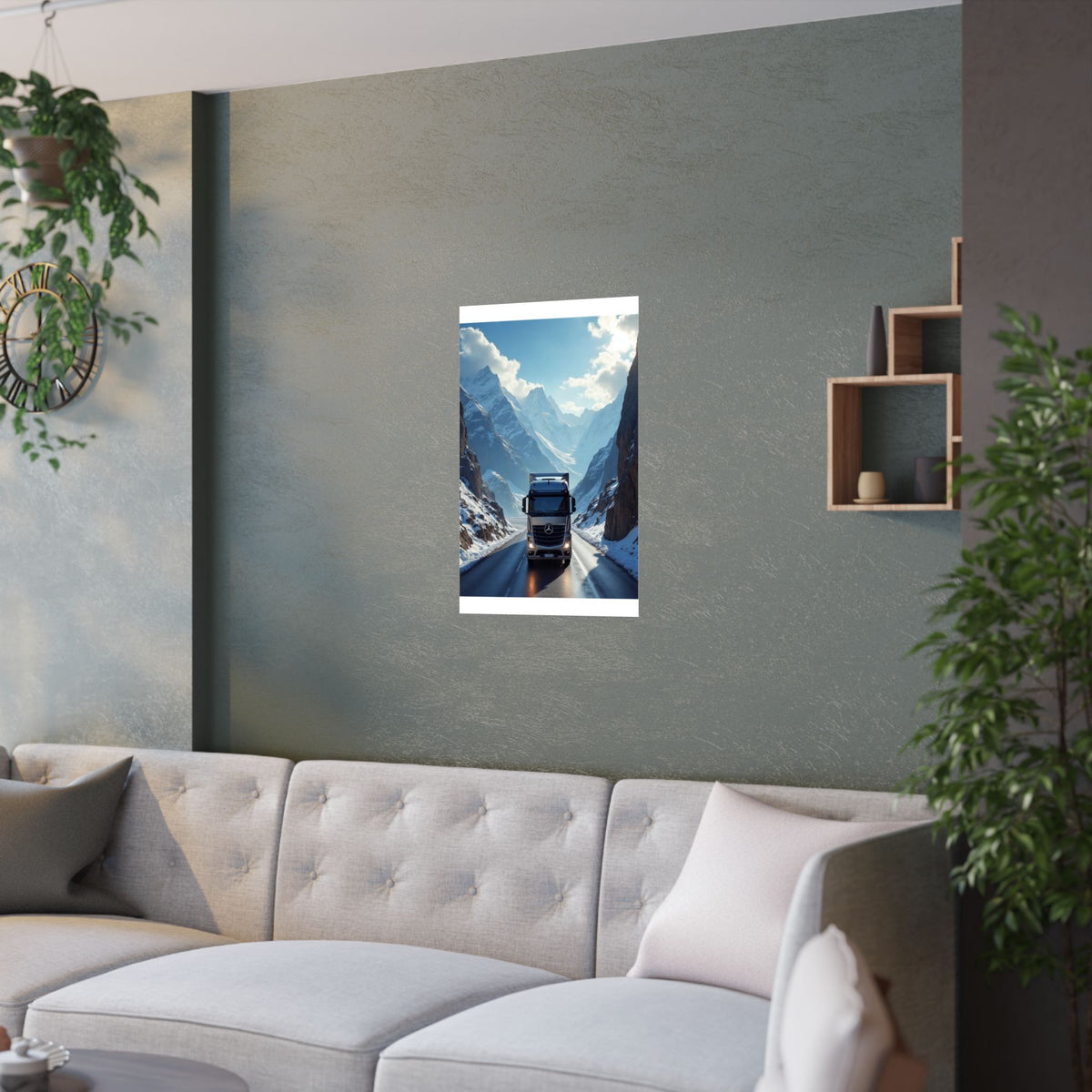Alpine Mountain Pass Truck Poster | Adventure Trucking Art