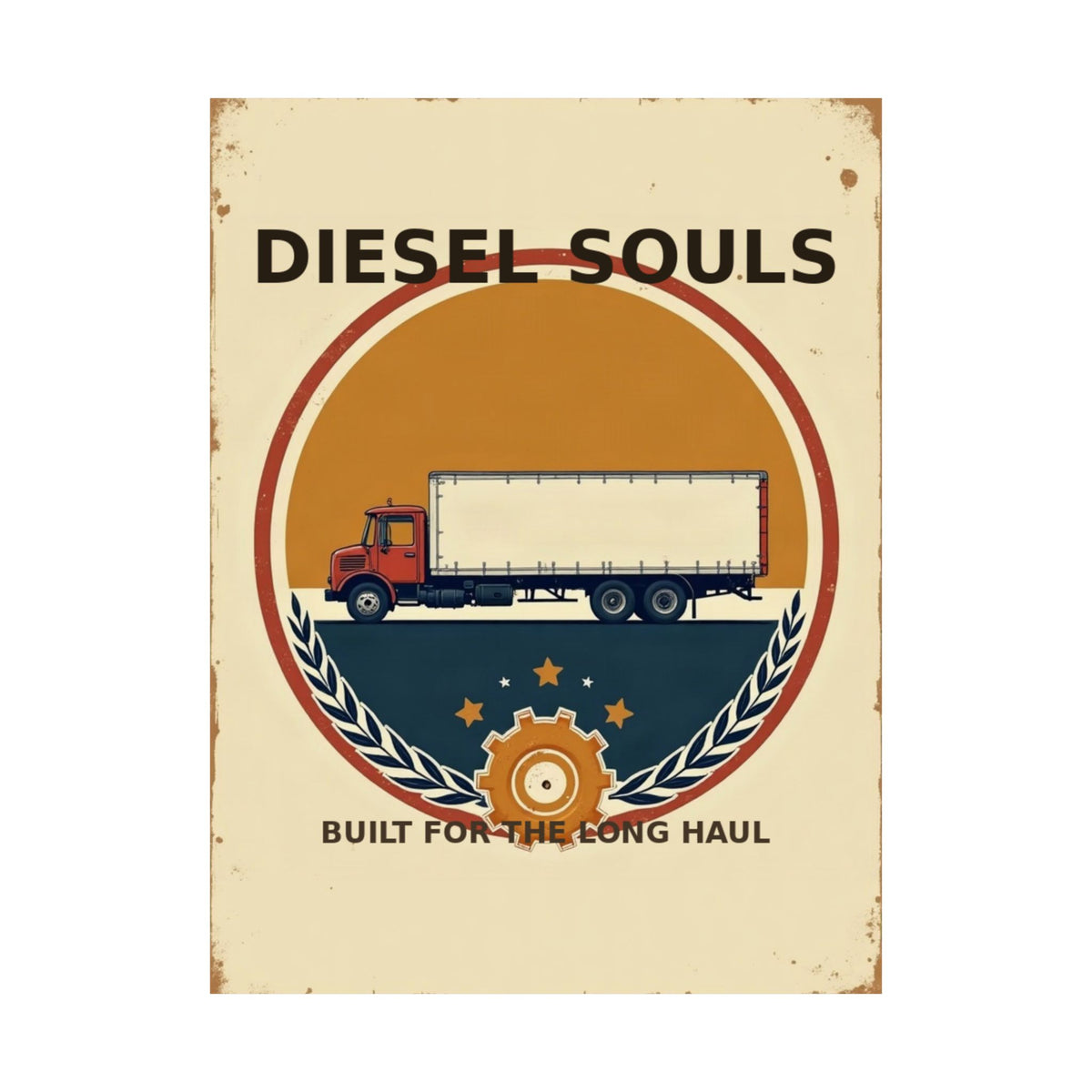 Diesel Souls Retro Trucker Emblem Poster | Vintage Garage Art