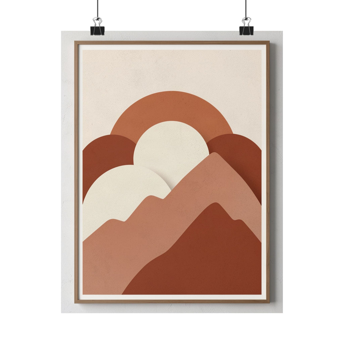 Terracotta Sun & Mountains Print | Mid-Century Boho Wall Art