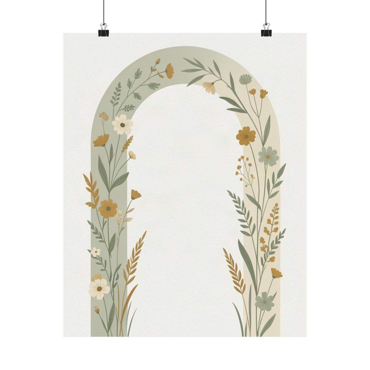 Sage Botanical Arch Print | Minimalist Wildflower Wall Art