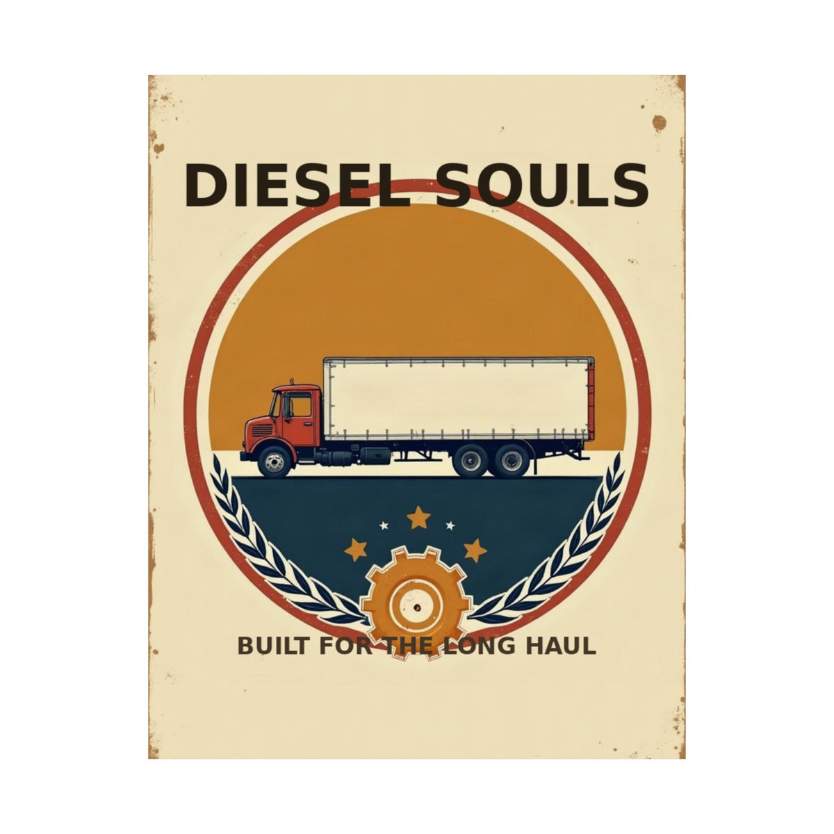 Diesel Souls Retro Trucker Emblem Poster | Vintage Garage Art