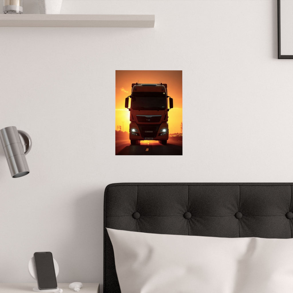 Golden Hour Truck Silhouette Poster | HGV Man Cave Art