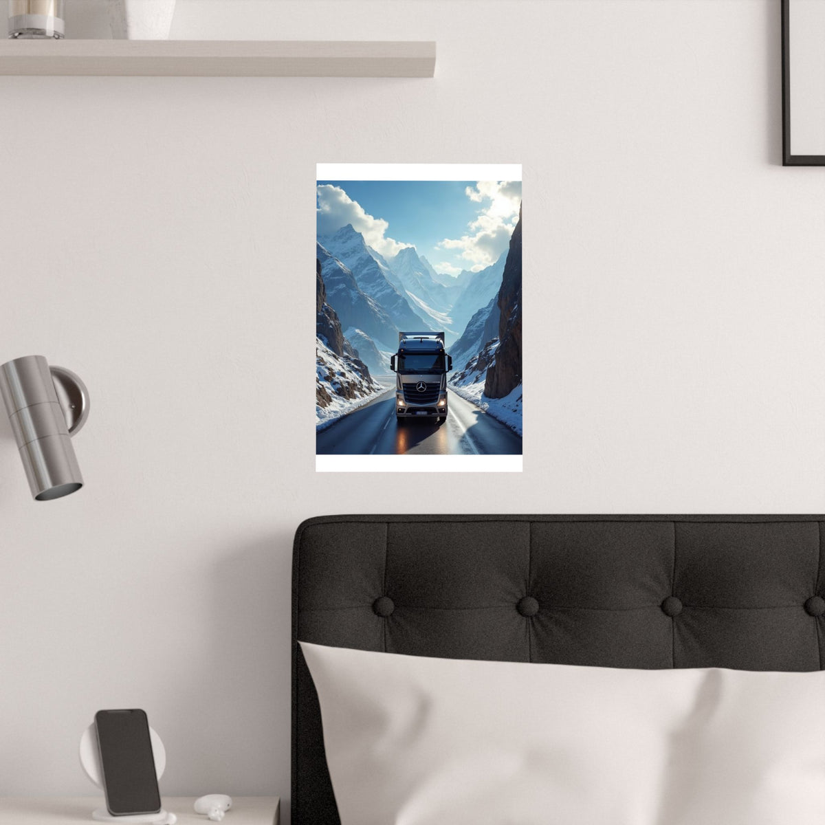 Alpine Mountain Pass Truck Poster | Adventure Trucking Art