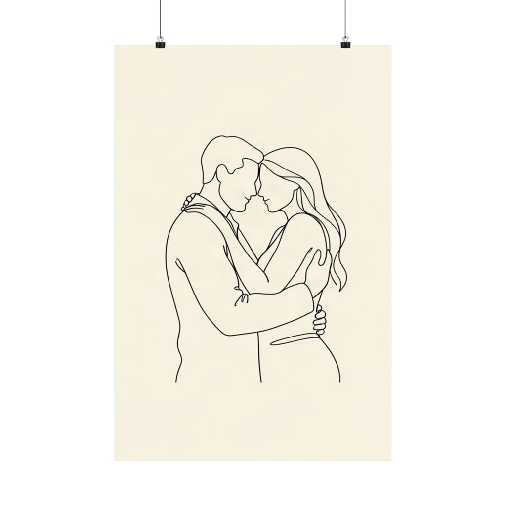 Lovers Single Line Art Print | Minimalist Romantic Wall Decor