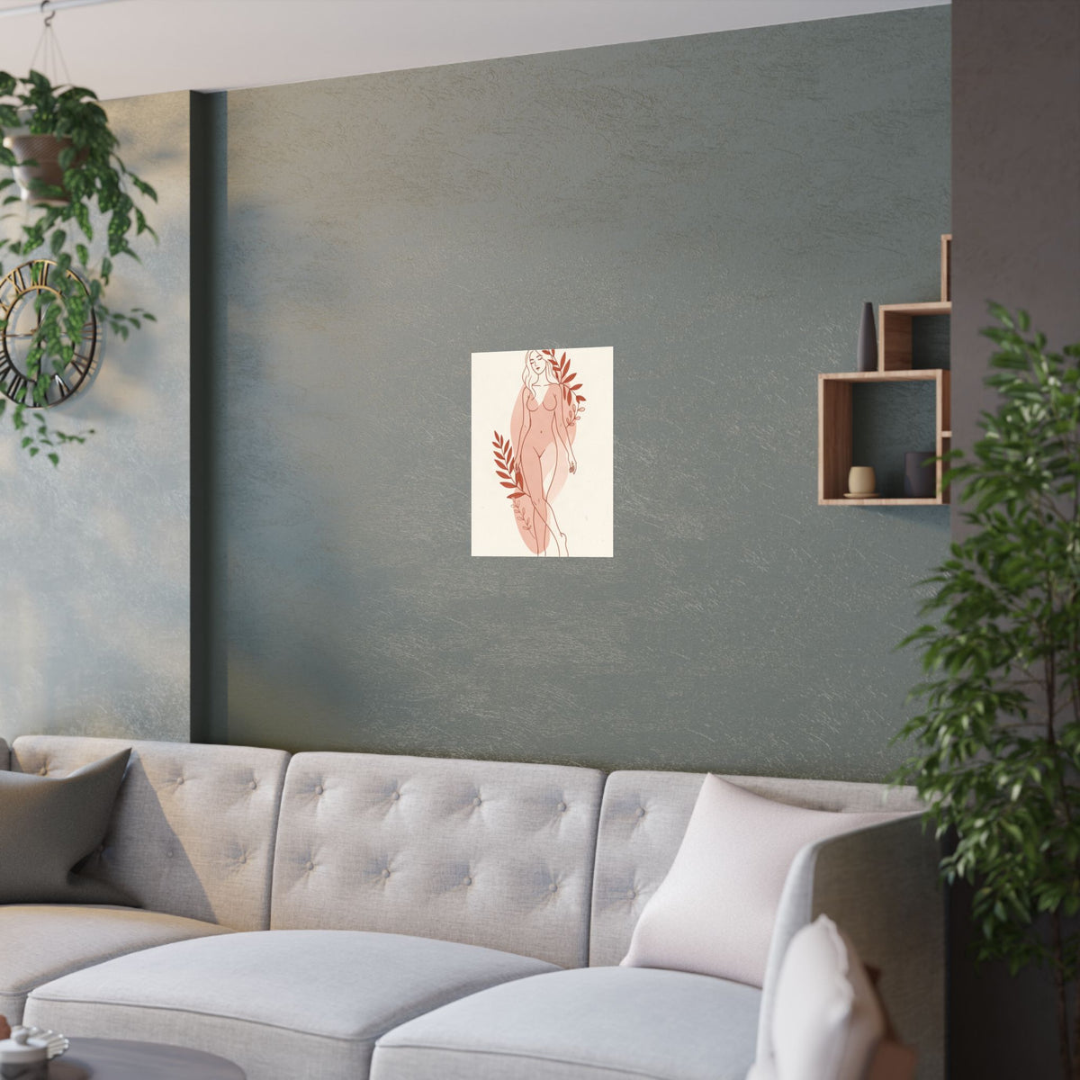 Abstract Feminine Body Line Art | Blush Boho Wall Print