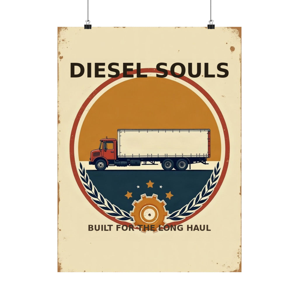 Diesel Souls Retro Trucker Emblem Poster | Vintage Garage Art