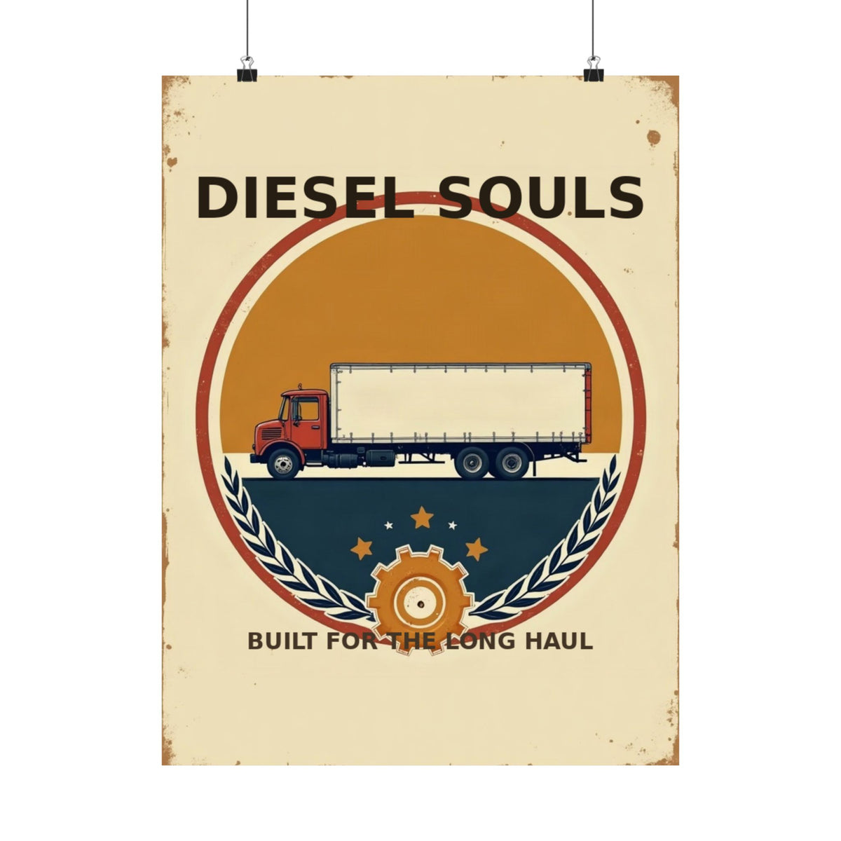 Diesel Souls Retro Trucker Emblem Poster | Vintage Garage Art