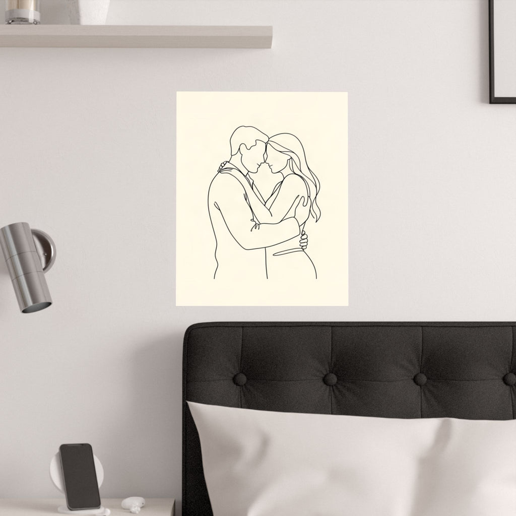 Lovers Single Line Art Print | Minimalist Romantic Wall Decor