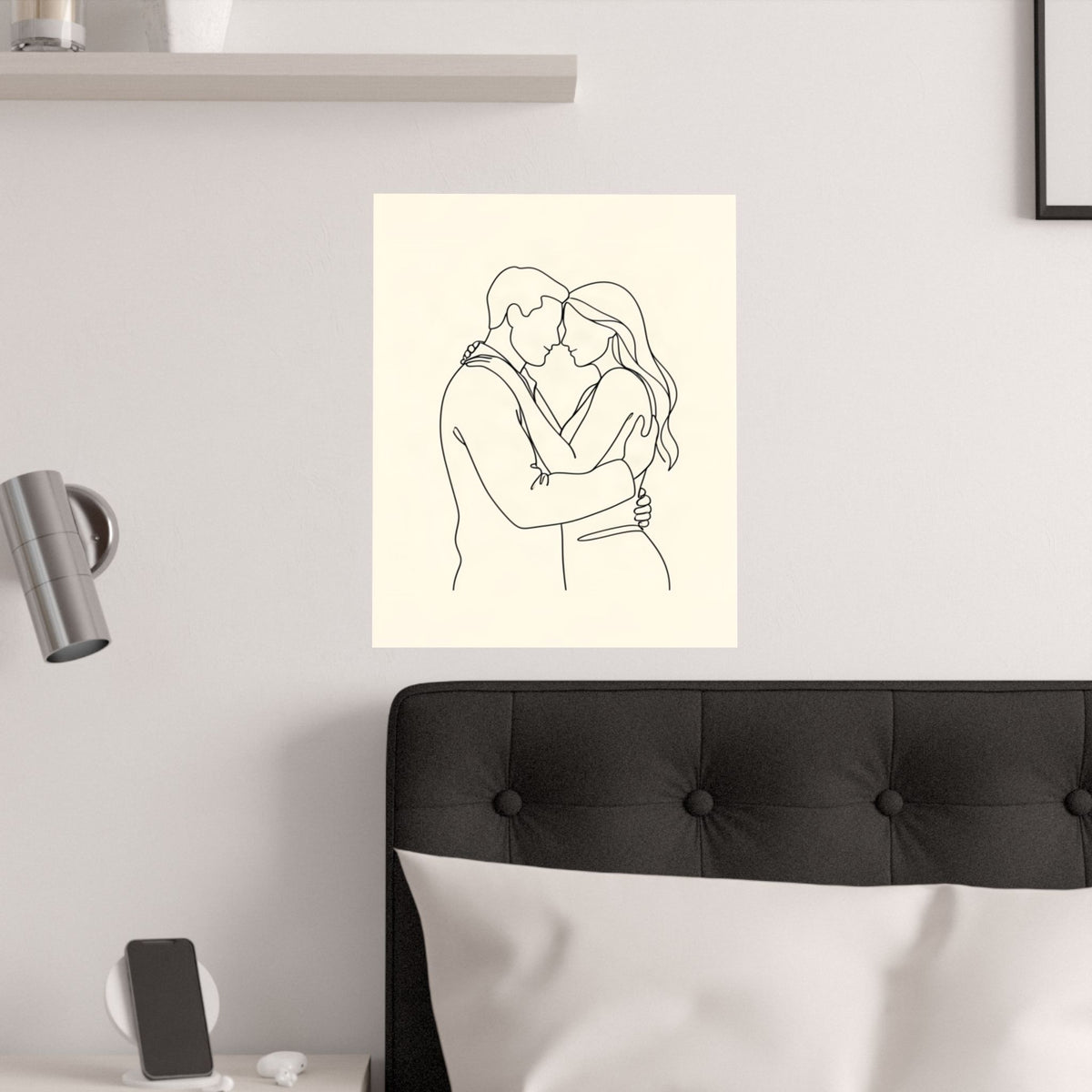 Lovers Single Line Art Print | Minimalist Romantic Wall Decor