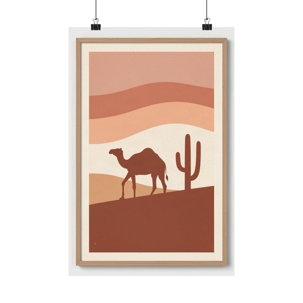 Desert Camel Sunset Print | Boho Mid-Century Wall Art